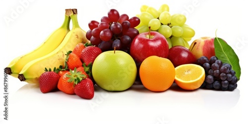 Assorted Fresh Fruits on White Background