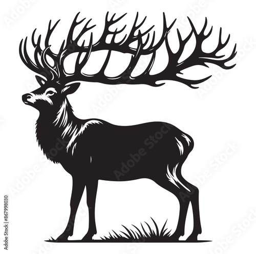 Beautiful Deer vector silhouette vector isolated on white background