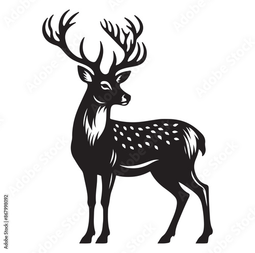 Beautiful Deer vector silhouette vector isolated on white background