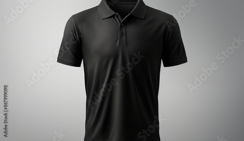 Black Polo Shirt Mockup on Grey Background