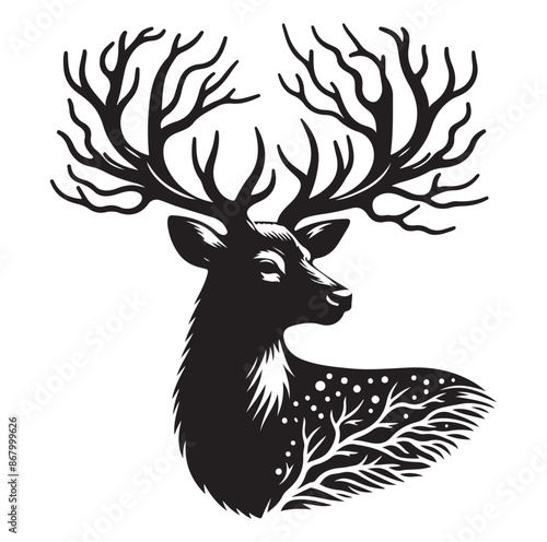 Beautiful Deer vector silhouette vector isolated on white background