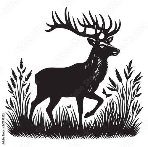 Beautiful Deer vector silhouette vector isolated on white background