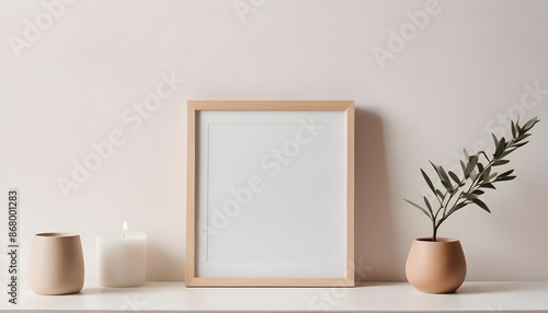 Clean Aesthetic Scandinavian style table with decorations. Zen. Spiritual 