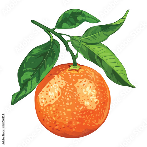 Tangerine Fruit with simple stems and green leaves