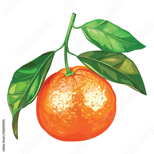 Tangerine Fruit with simple stems and green leaves