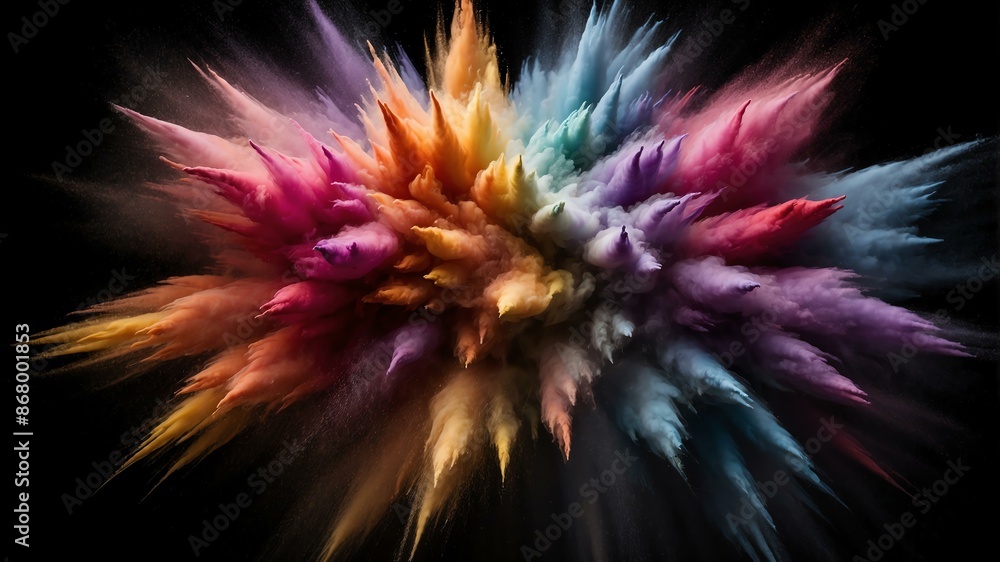 Fototapeta premium multicolor powder center radial explosion isolated in background