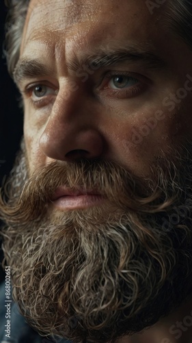 Rugged Character: Man with Beard Portrait (8K) photo