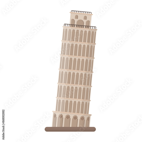pisa tower illustration isolated on white