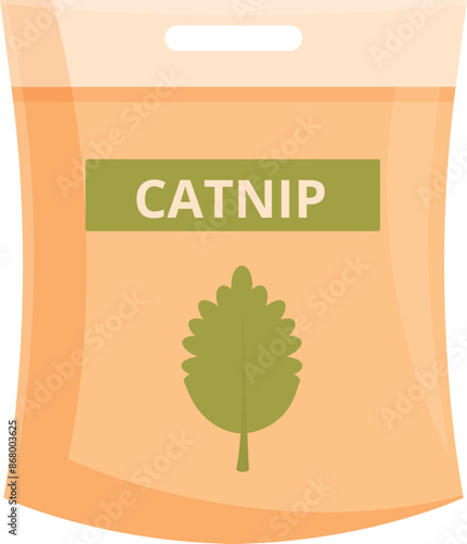 Orange pack containing dried catnip leaves, promoting feline excitement and playful behavior