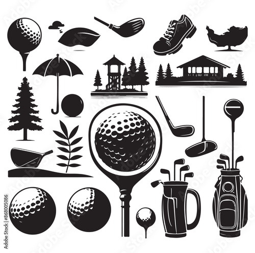 golf elements Vector Illustration