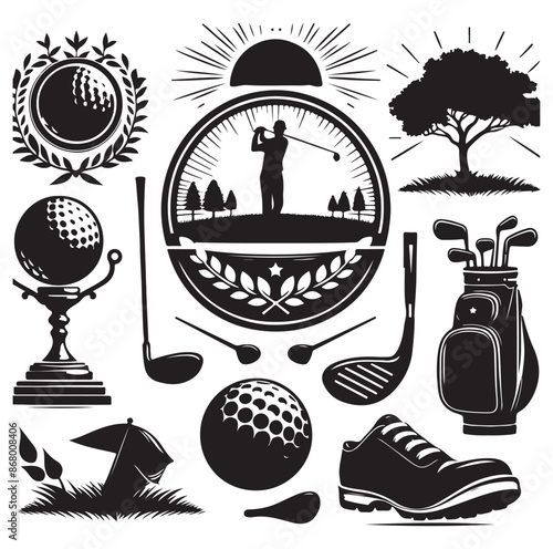 golf elements Vector Illustration