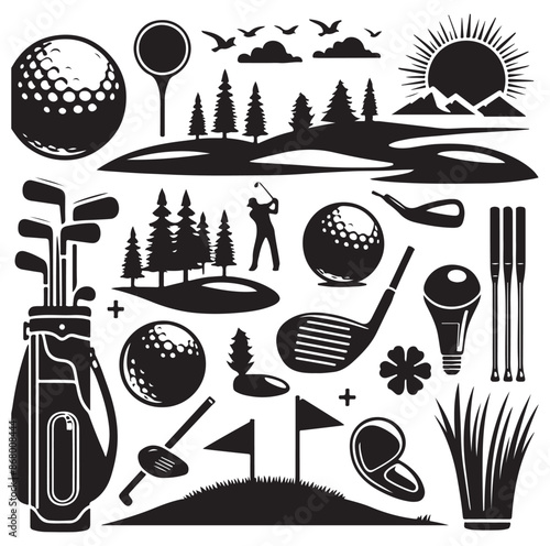 golf elements Vector Illustration