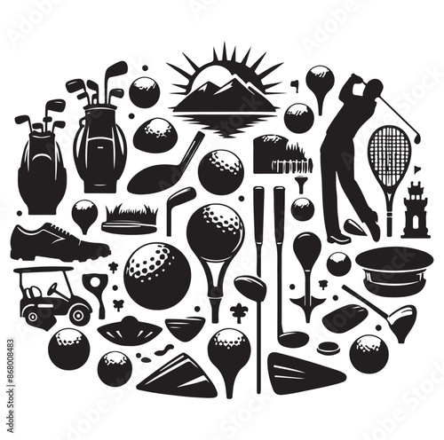 golf elements Vector Illustration