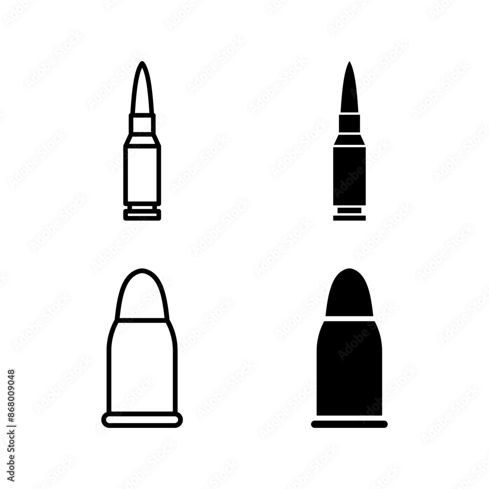 bullet icon set. Weapon ammo sign color editable bullet icon set. Weapon ammo sign color editable