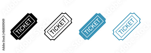 Ticket icon set. Movie cinema tickets line icon. Concert pass sign. Vip coupon or voucher icon. Blank Template Tickets. Tickets or Coupons symbol.