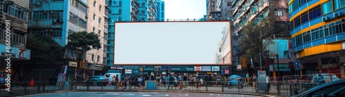 City Center Panoramic Billboard Mockup for Impactful Advertising photo