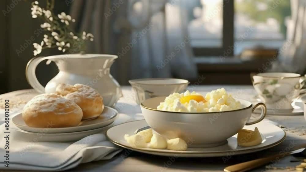 breakfast with coffee and croissant breakfast with coffee and croissant