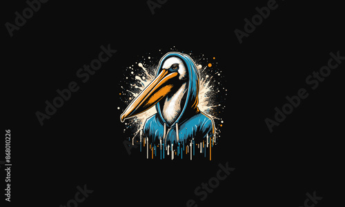 pelican wearing hoodie vector illustration design