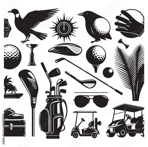 golf elements Vector Illustration