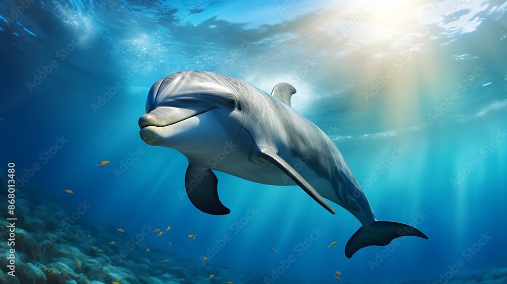 Fototapeta premium dolphin and shark