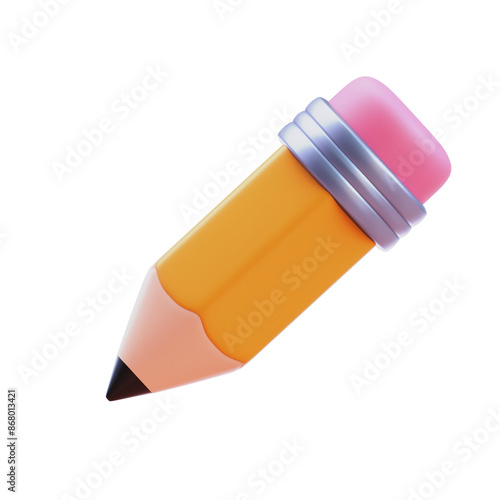 wooden pencil with eraser 3d icon