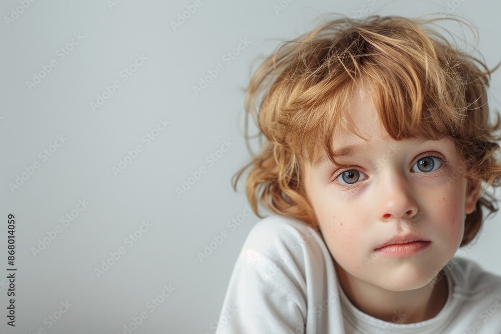 Child with Freckles and Messy Hair in White Shirt Child with Freckles and Messy Hair in White Shirt