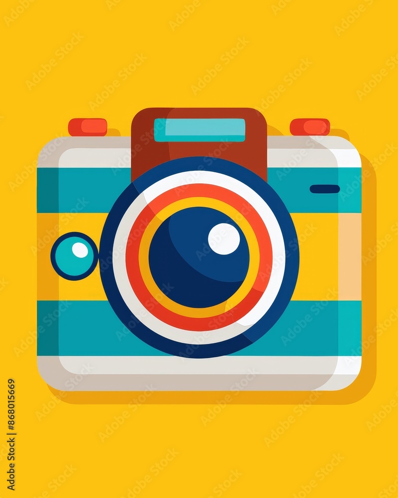 A colorful camera with a yellow background A colorful camera with a yellow background