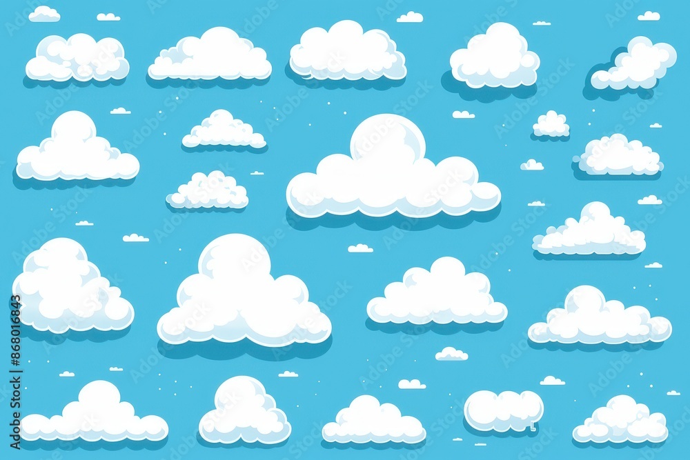 Cartoon Clouds Against a Blue Sky Cartoon Clouds Against a Blue Sky