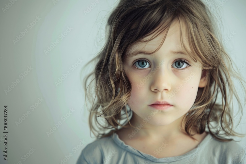 Portrait of a young girl with blue eyes and soft expression Portrait of a young girl with blue eyes and soft expression