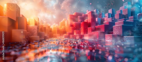 3d scene rendering with geometric cube shapes