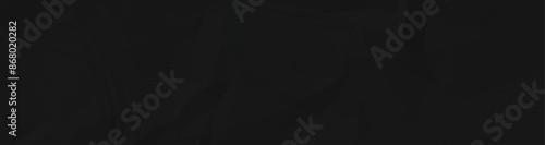 Dark black crumpled paper wrinkled background, Black empty leaf of crumpled paper texture background. Vector illustration.