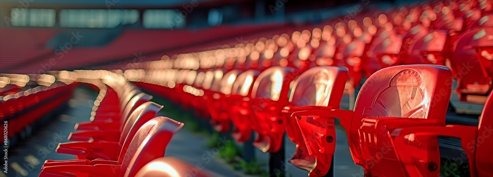Fototapeta premium Many of the stands' seats are unfilled for spectators.