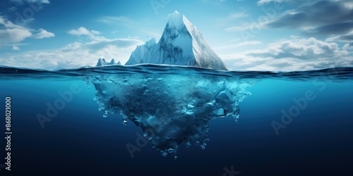 Iceberg Split Above and Below the Water Surface © Nice Seven