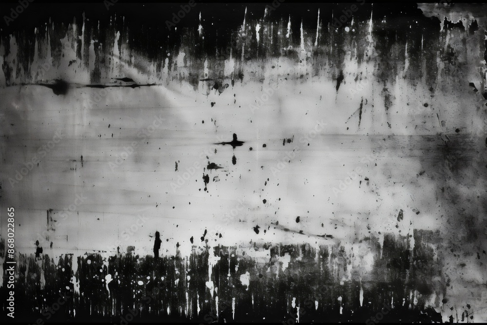 Abstract black and white grunge background texture with splatters, runs and drips Abstract black and white grunge background texture with splatters, runs and drips