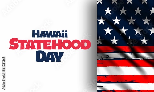 hawaii statehood day background vector illustration with american flag suitable for greeting at a hawaii statehood day event in united states