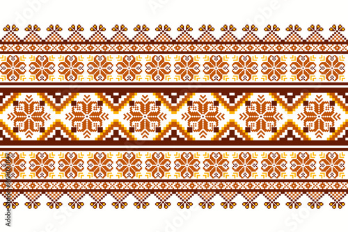 Wallpaper Mural Inspiration for designing fabric patterns, clothing, textiles, scarves, rugs, bracelets, Russian folk patterns.  Ukrainian and Belarusian folk patterns, embroidery  Seamless, high quality, pixel style Torontodigital.ca