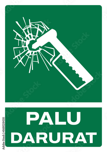 ISO emergency and first aid safety signs in indonesian_palu darurat size a4/a3/a2/a1 photo