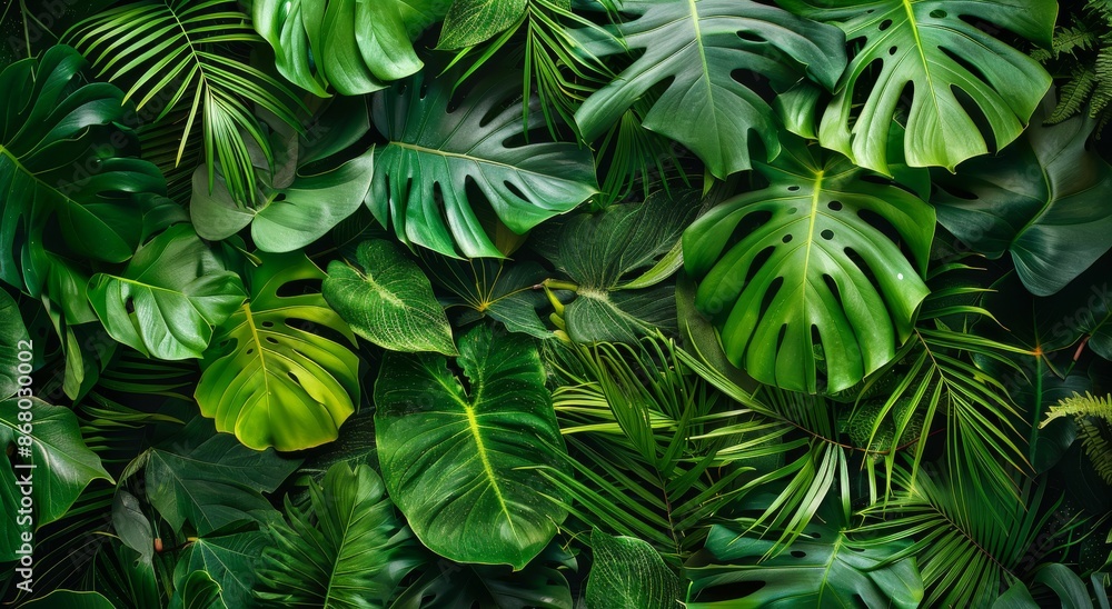 Lush Green Tropical Foliage Background Lush Green Tropical Foliage Background