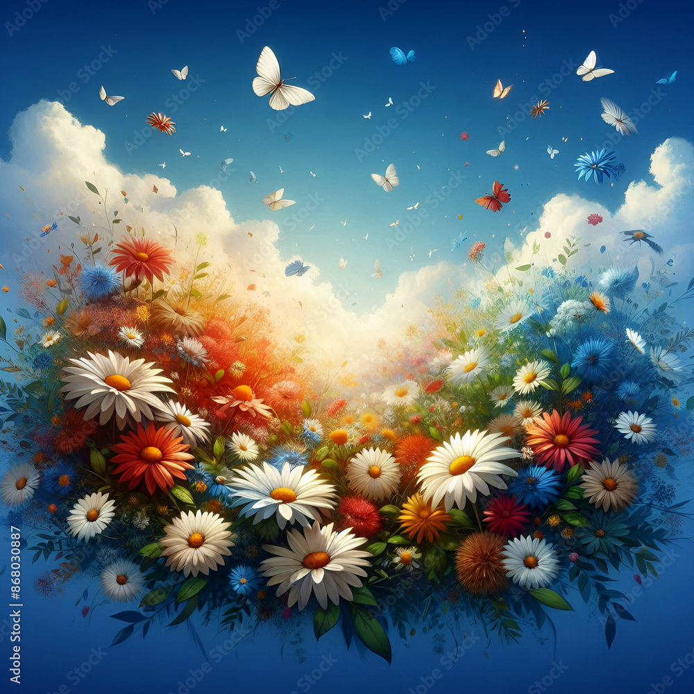 The vibrant colors of daisies against a clear blue sky can be truly mesmerizing. It's like nature's own masterpiece, Just imagining it brings a sense of tranquility and joy. The vibrant colors of daisies against a clear blue sky can be truly mesmerizing. It's like nature's own masterpiece, Just imagining it brings a sense of tranquility and joy.