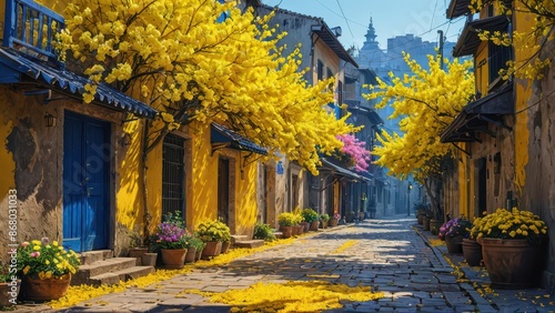 Yellow Flower Alleyway. © BOJOShop