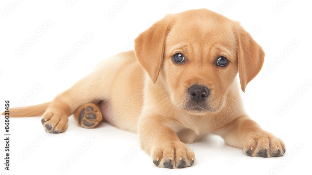 Picture of a cute little golden labrador retriever puppy isolated on a transparent background Picture of a cute little golden labrador retriever puppy isolated on a transparent background