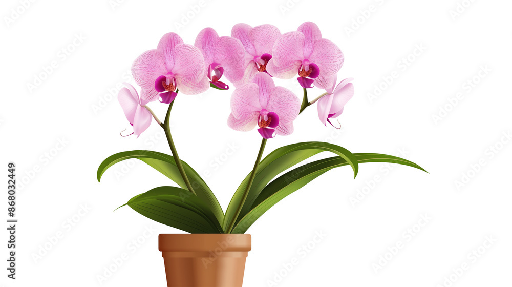 Pink orchid in a flowerpot isolated on a transparent background Pink orchid in a flowerpot isolated on a transparent background