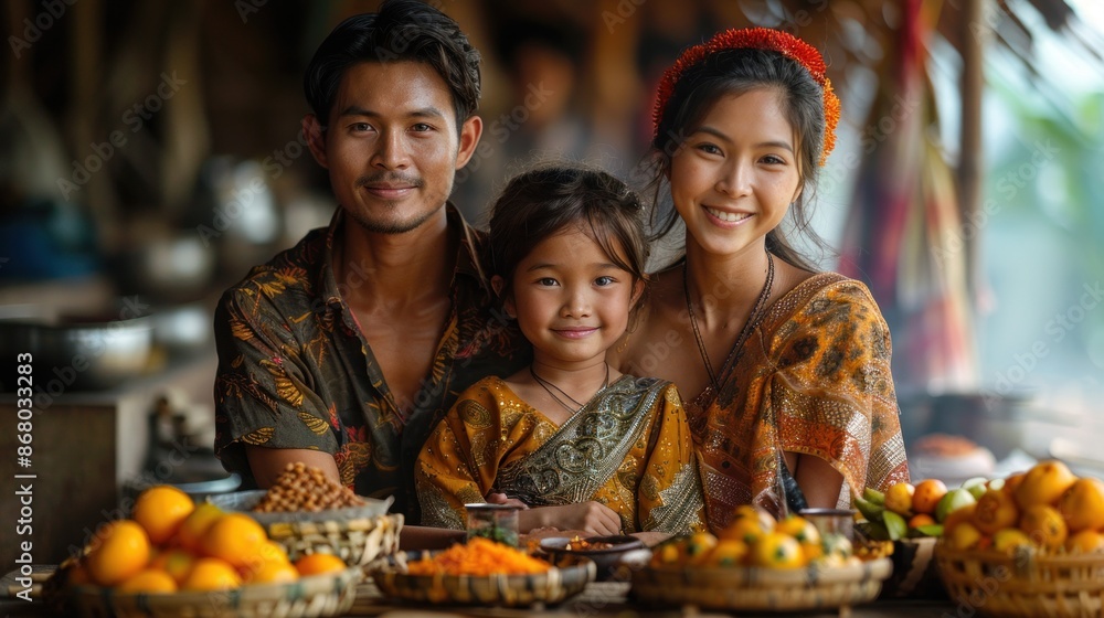 Clean photo of Isaan family celebrating Bun Khao Jee Clean photo of Isaan family celebrating Bun Khao Jee