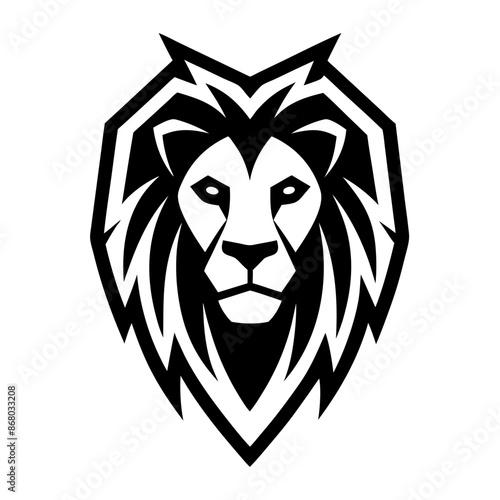 Hand drawn lion logo design illustration, showcasing strength, power, and leadership with an artistic touch photo