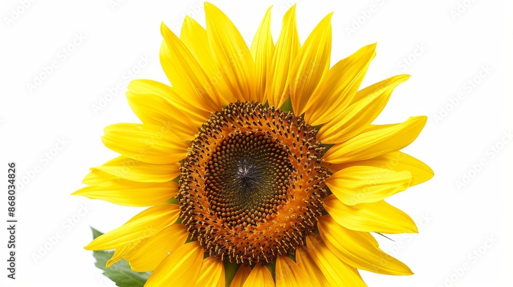 Sunflower in full bloom, close-up on white background. Nature and botanical concept Sunflower in full bloom, close-up on white background. Nature and botanical concept