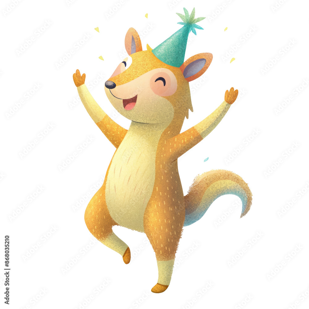 Joyful Animal Celebrating with Party Hat and Confetti - Fun and Festive Clipart for Birthdays and Celebrations Joyful Animal Celebrating with Party Hat and Confetti - Fun and Festive Clipart for Birthdays and Celebrations