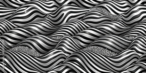 Abstract monochrome background with dazzling camouflage texture resembling waves in a sea of zebra stripes , camouflage, abstract