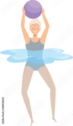 Elderly woman is enjoying her retirement by participating in water aerobics