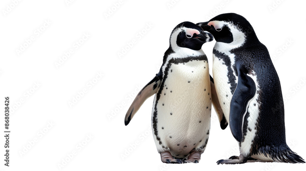 Obraz premium Two penguin in love on transparent background