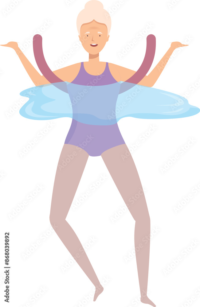 Active senior woman enjoying water aerobics workout Active senior woman enjoying water aerobics workout